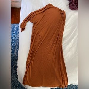 Free people beach one shoulder burnt orange dress with slit